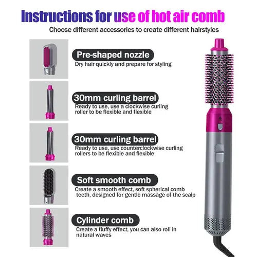5-in-1 Hot Air Brush – Dry, Style & Curl in Minutes