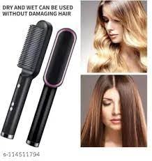 PTC Hair Straightener Brush – 5 Temp Settings, Men & Women