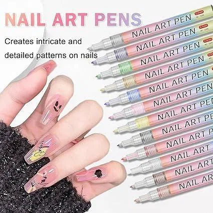 Nail Art Pens Set – 12 Vibrant Colors for Stunning Nail Designs