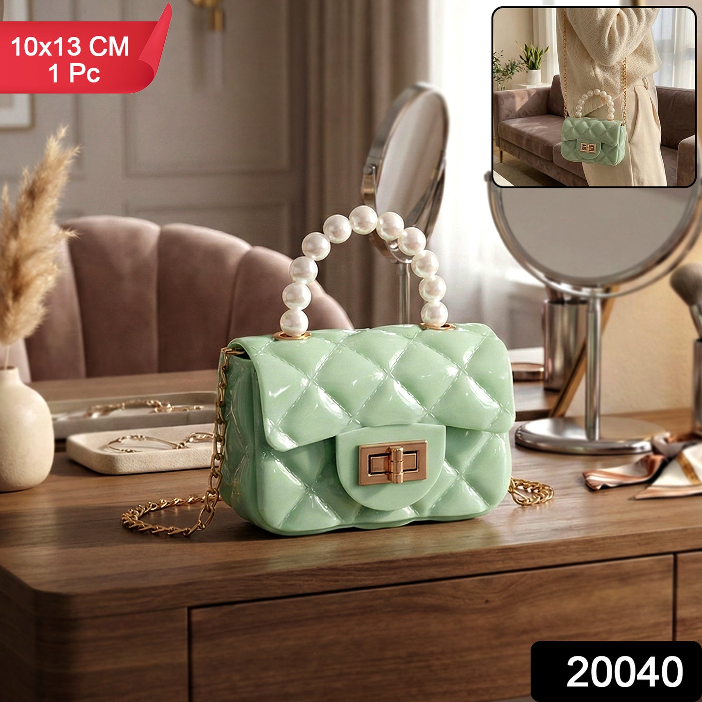 Elegant Quilted Mini Handheld  Sling Fashion Handbag (1 Pc)